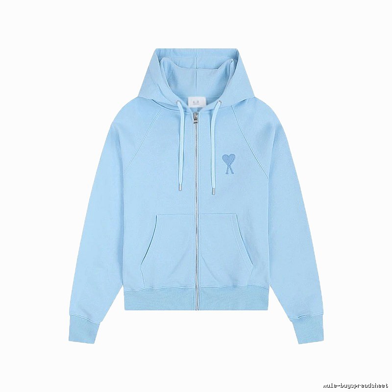 AMI Love Embroidery Light Blue Hoodie