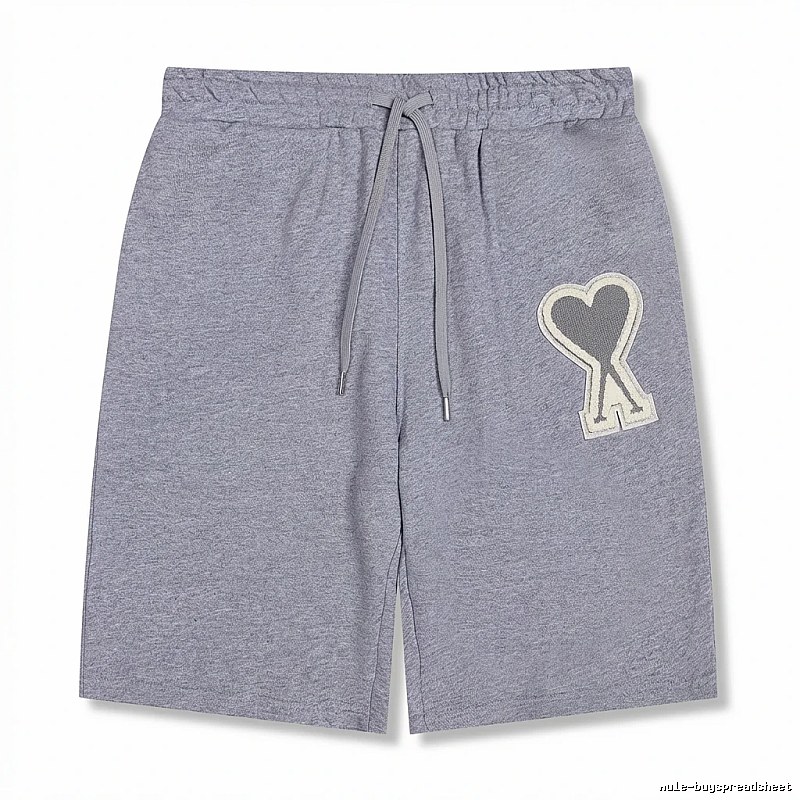 AMI Love Heart Pattern Light Gray Shorts