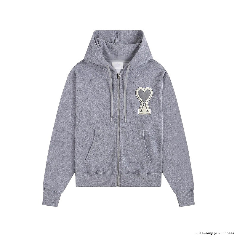 AMI Love Series Grey Zip-Up Hoodie