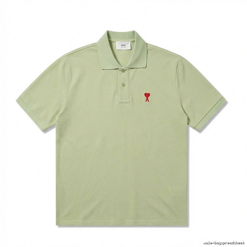 AMI Love Series Simple Style Light Green Polo Shirt