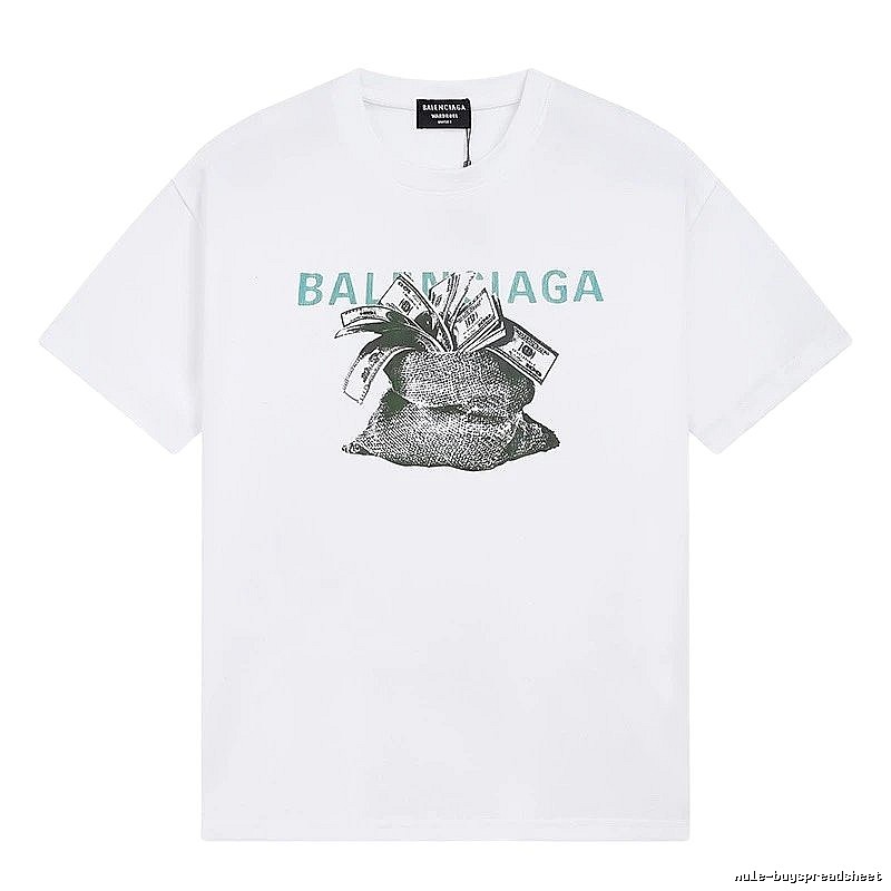 Balenciaga Dollar Bill Print Street Style White T-Shirt