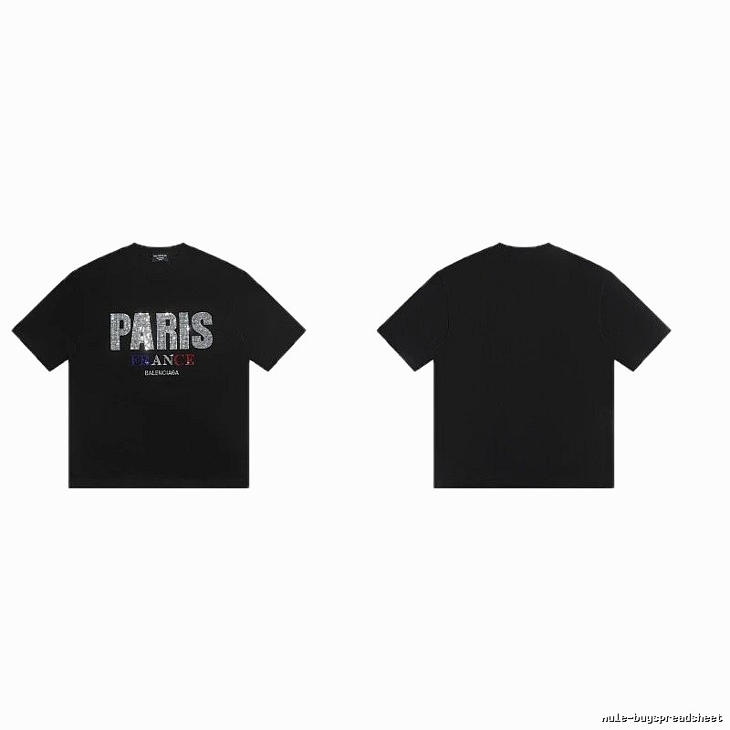 Balenciaga PARIS Rhinestone-Embellished Streetwear Black T-Shirt