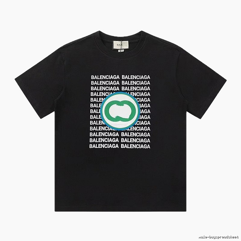 Balenciaga Trendy All-over Print Black Short-sleeve T-shirt