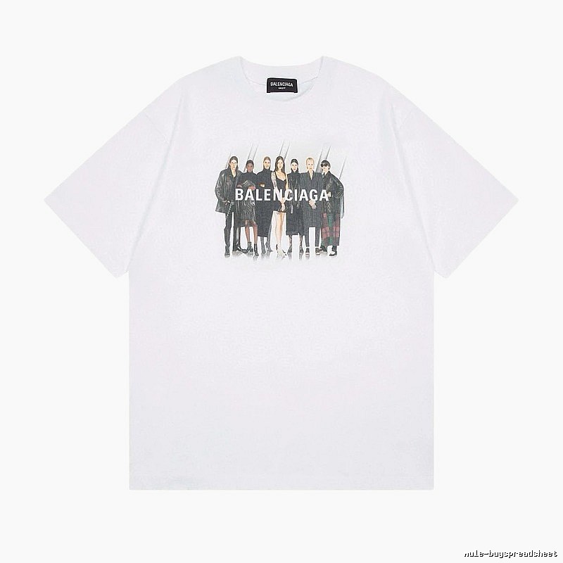 Balenciaga Trendy and Cool Style Portrait Print White T-shirt