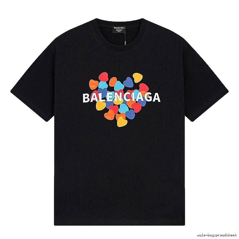 Balenciaga Trendy Black T-shirt with Heart Print