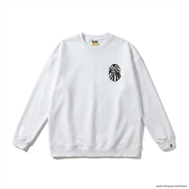 Bape Ape Head Minimalist Style White Sweatshirt