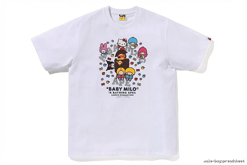 Bape cartoon - printed white T - shirt