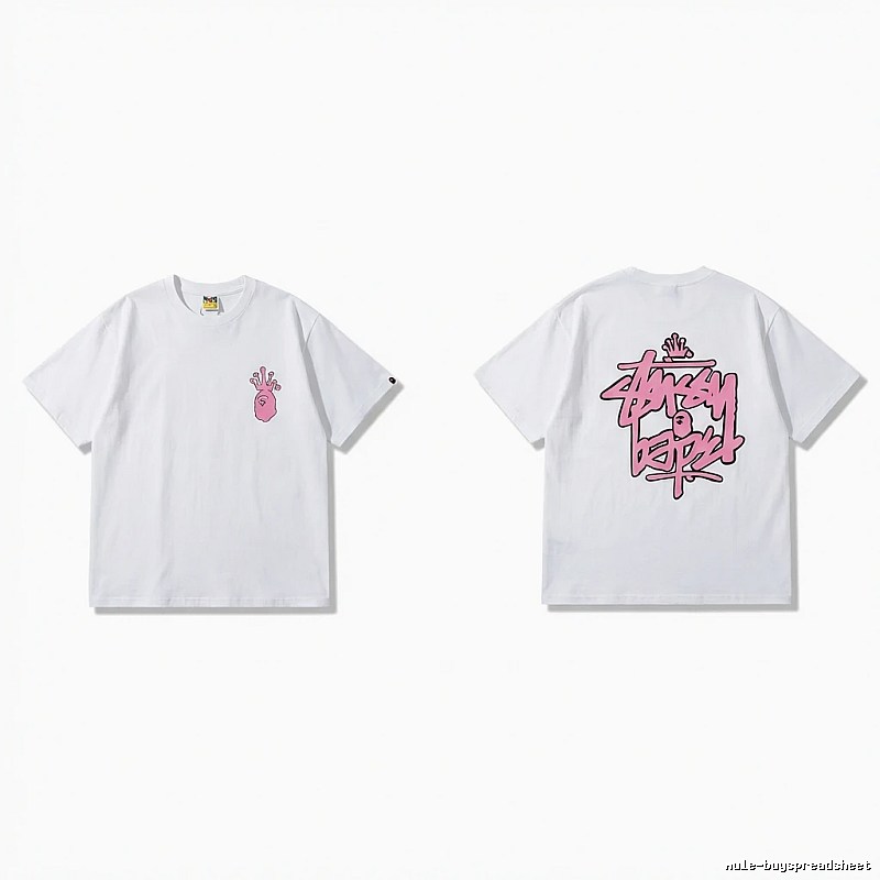 Bape Co-branded Pink Trendy T-shirt