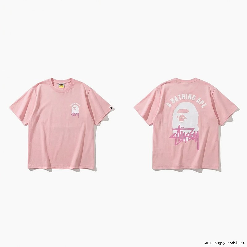 Bape trendy brand pink T-shirt