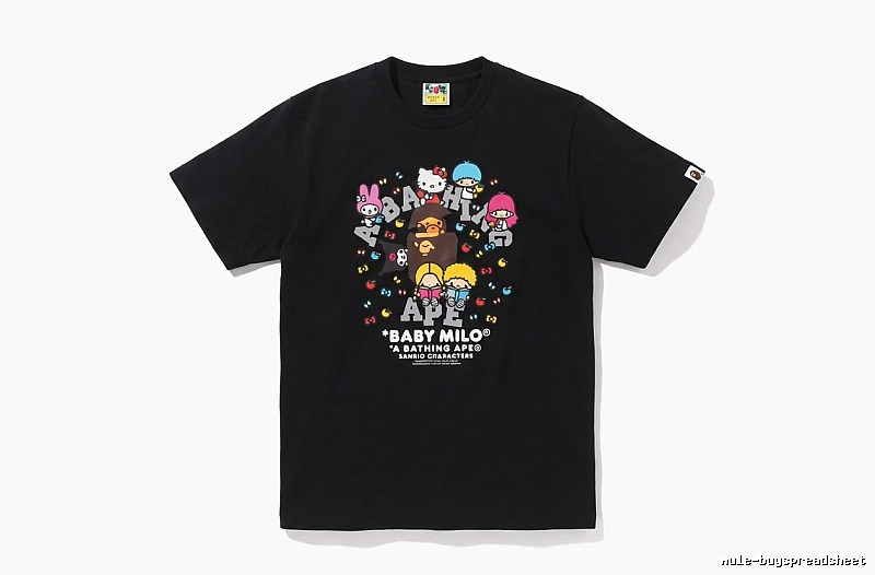 Black T-shirt with Bape cartoon prints