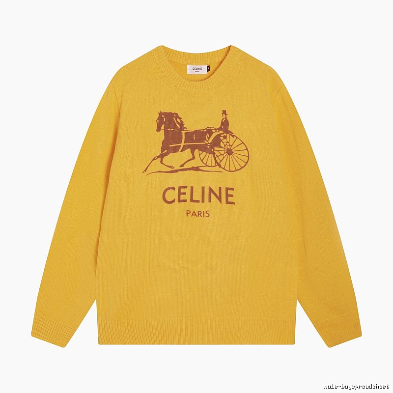 CELINE Yellow Logo Knit Sweater for Travel Packing