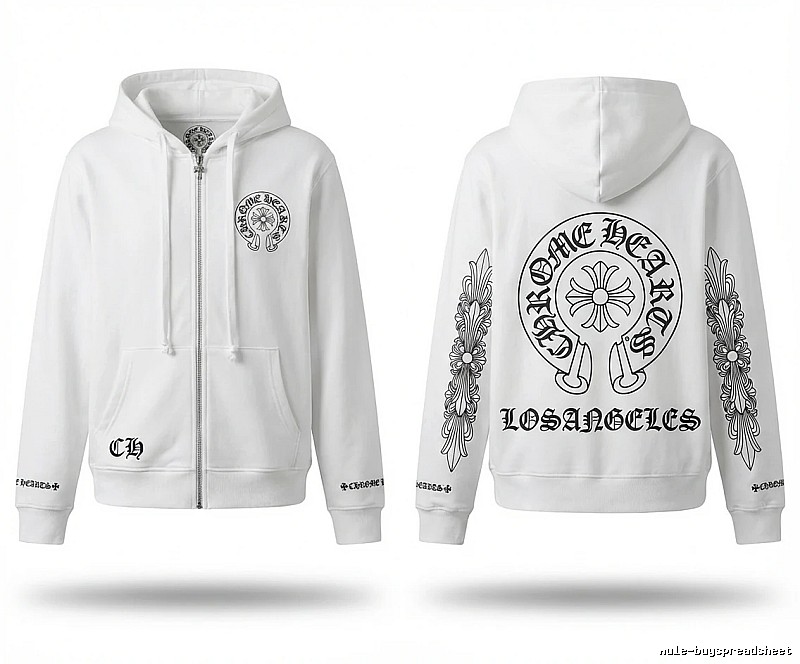 Chrome Hearts Retro Style White Hoodie