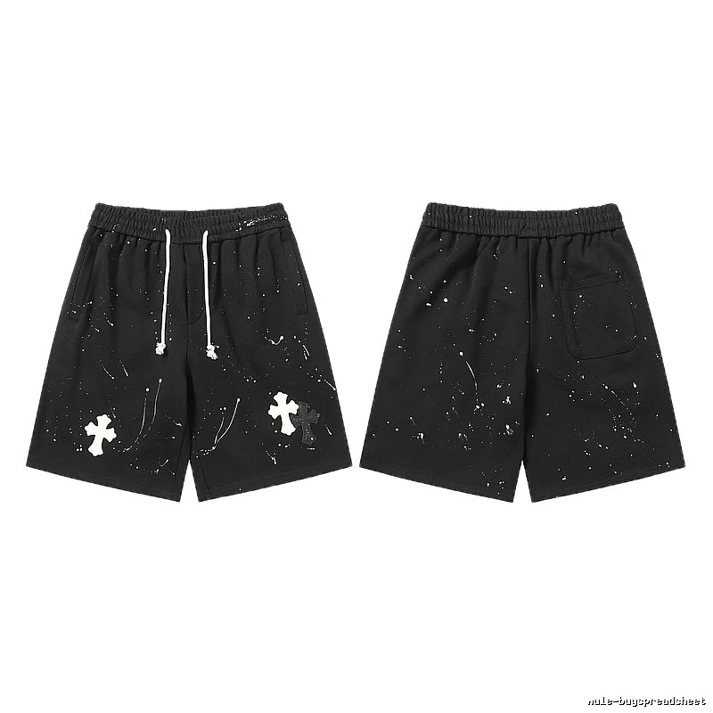 Chrome Hearts splatter - style black shorts