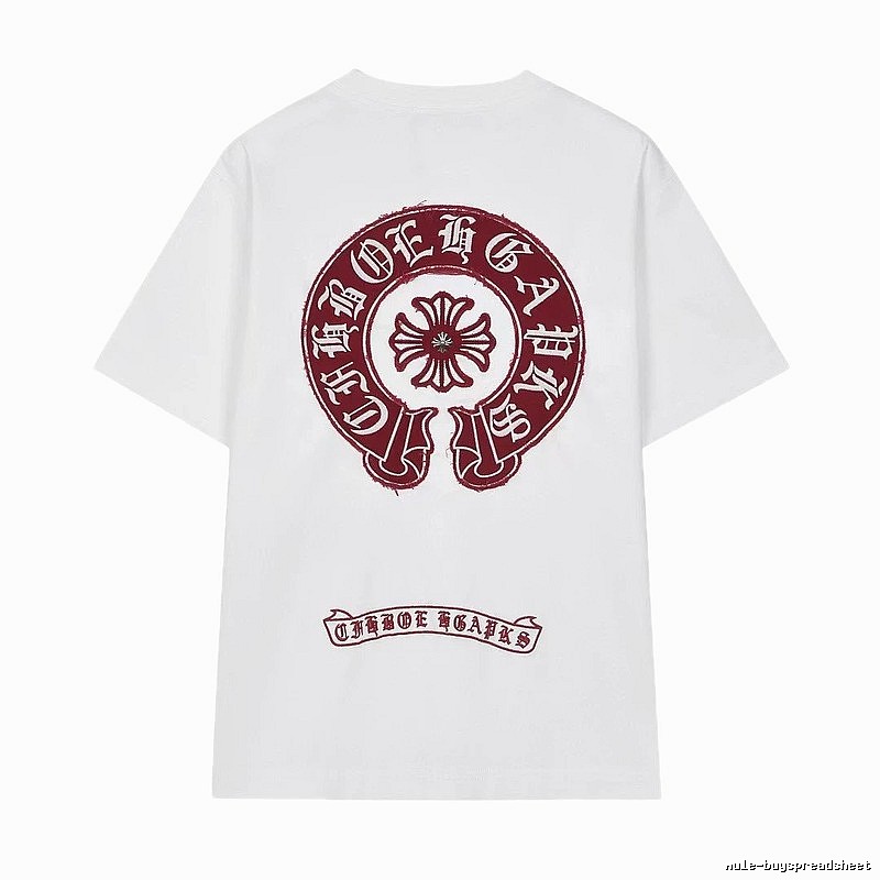 Chrome Hearts Vintage Style White T-shirt with Horseshoe Embroidery