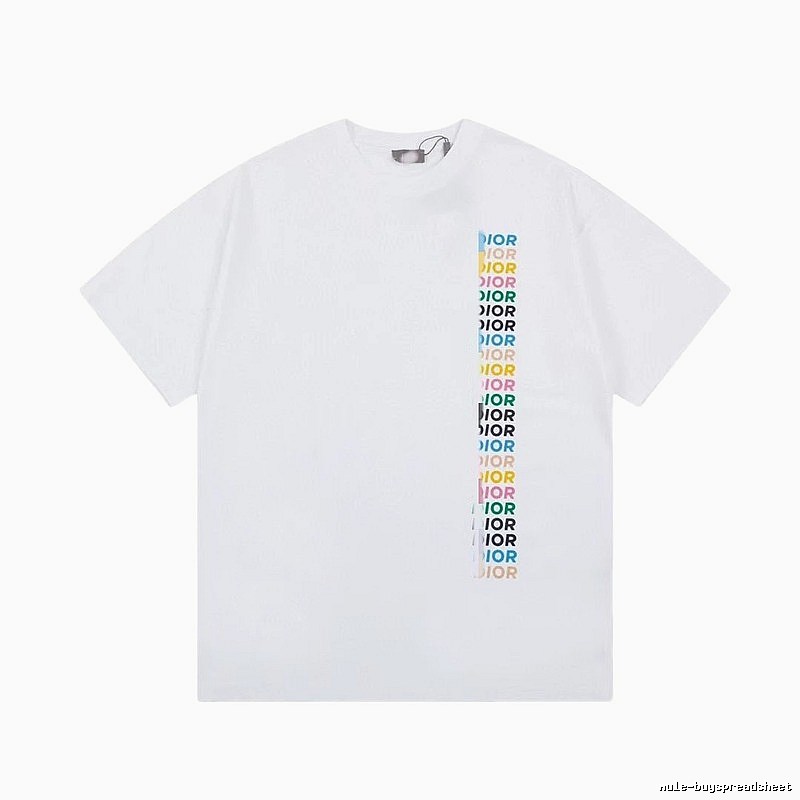 Dior Trendy Style Side-row Colored Print White T-Shirt
