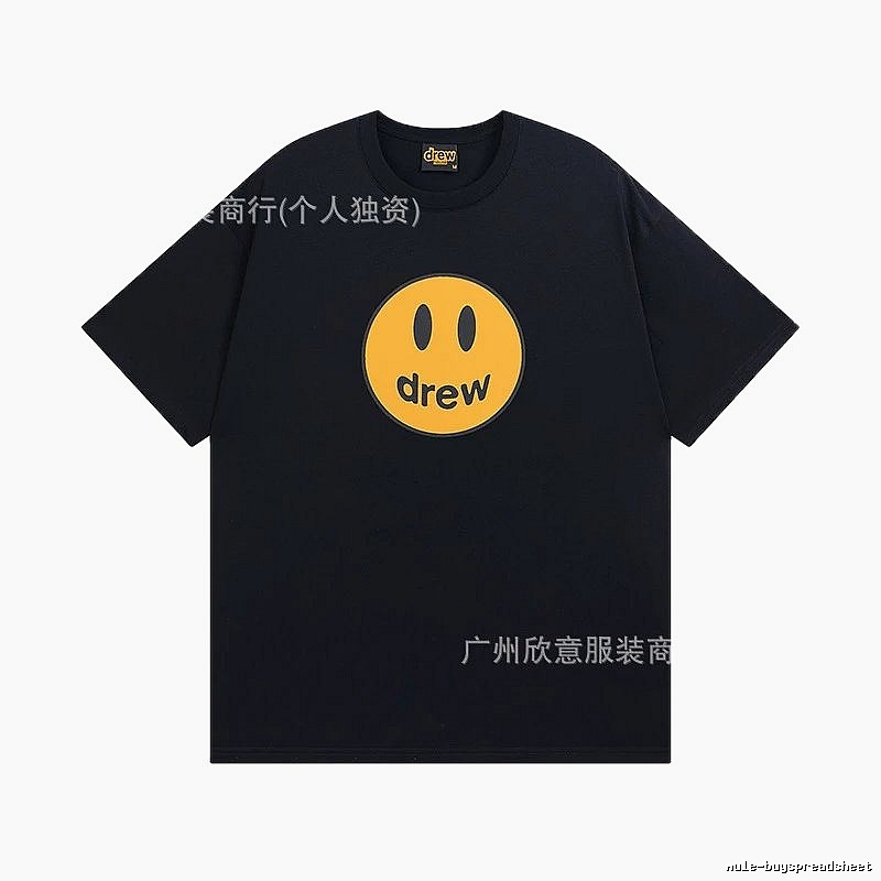 DREW Smiley Street Style Black Short-sleeve T-shirt