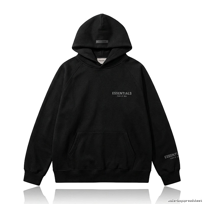 ESSENTIALS minimalist style black hoodie
