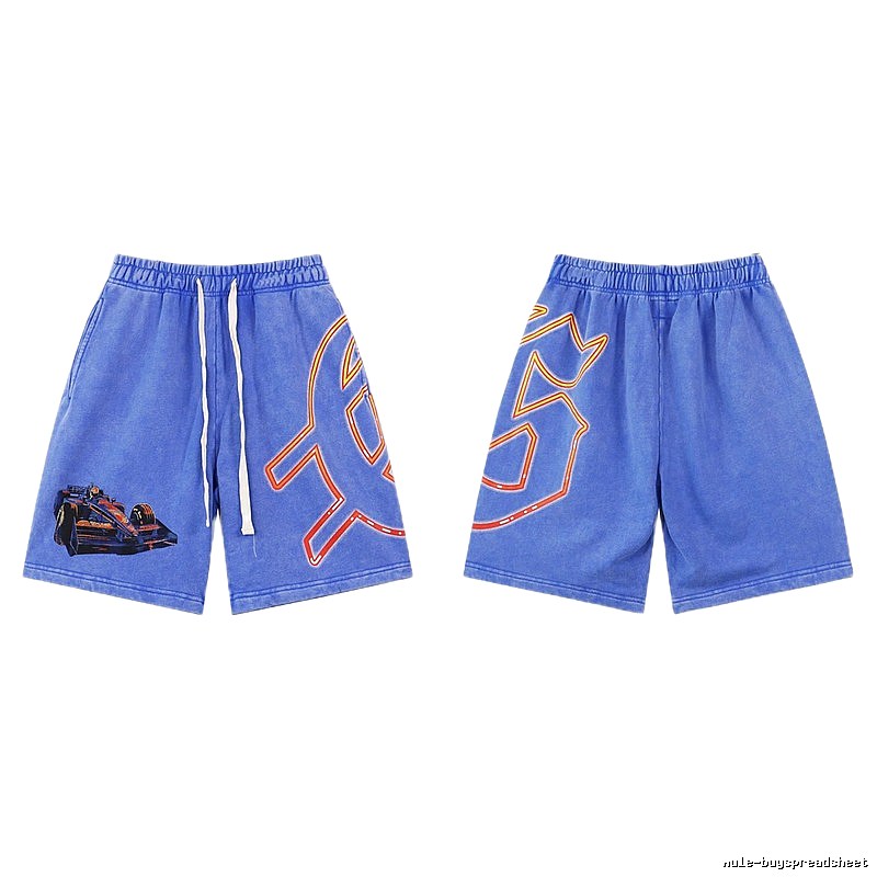 Godspeed Racing Print Street Style Blue Shorts