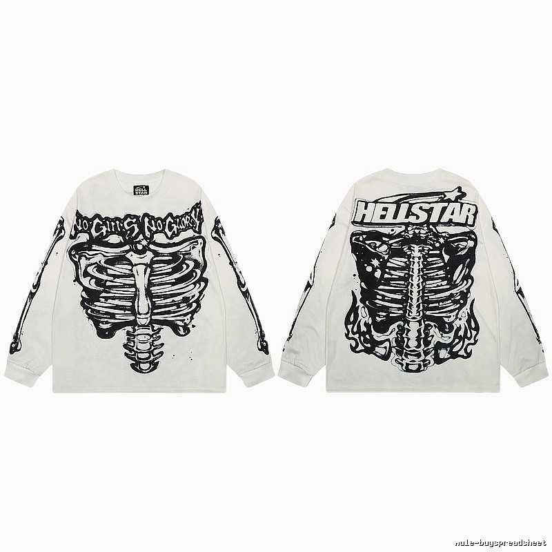Hellstar Skull Print Dark Style Off-white Long Sleeve T-Shirt