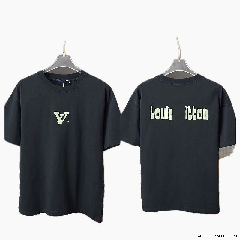 Louis Vuitton Letter Print Casual Style Black T-Shirt