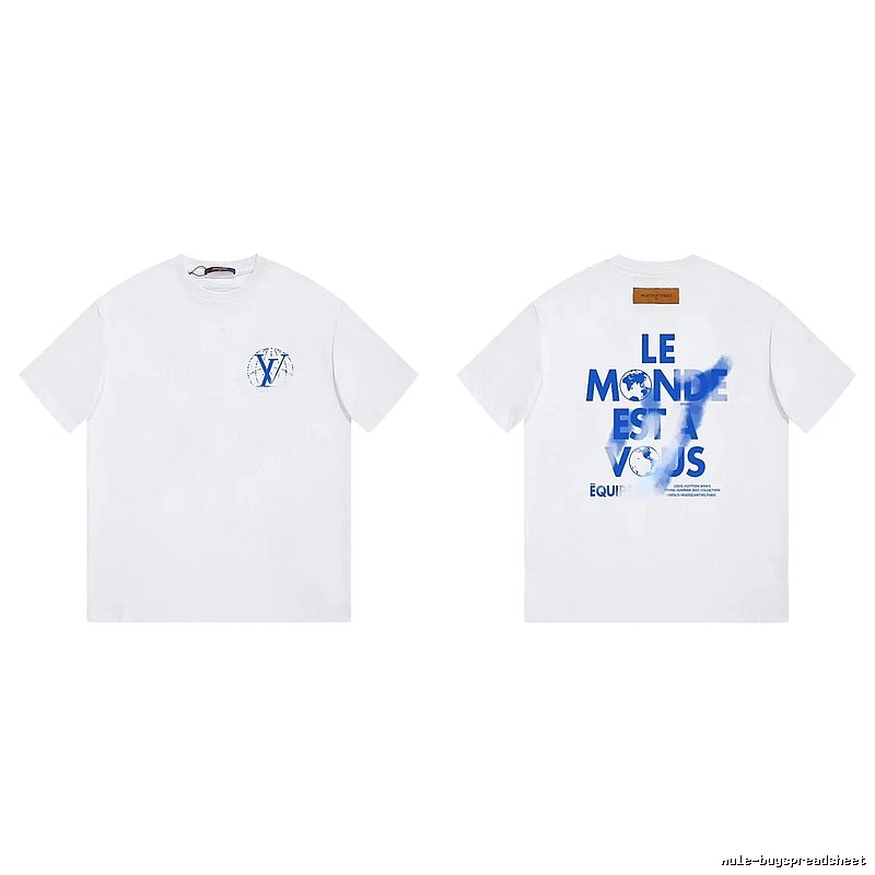 Louis Vuitton Trendy Global Print White Short-sleeve T-shirt
