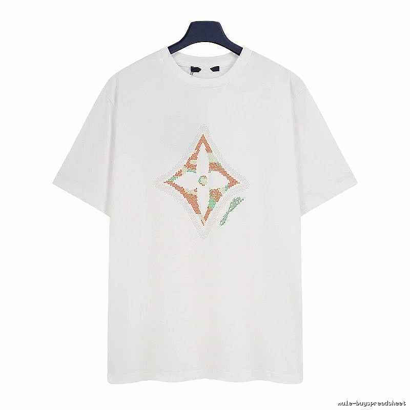 Louis Vuitton Trendy White T-Shirt with Diamond Print