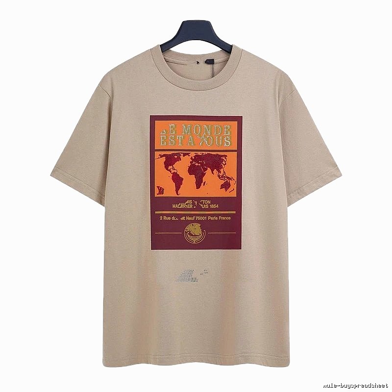 Louis Vuitton Vintage-style Map Print Khaki T-Shirt