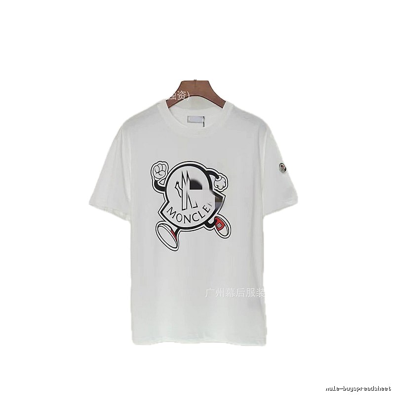 Moncler Cartoon Print Casual Style White T-Shirt