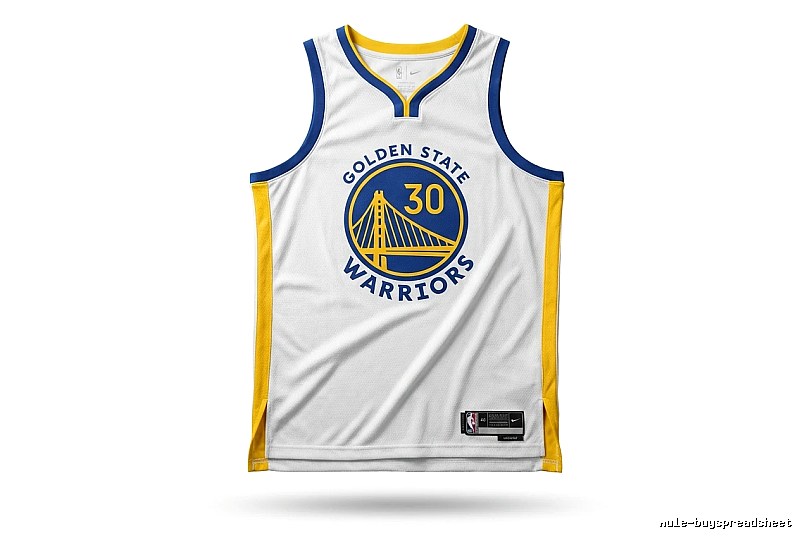 Nike Curry No.30 white, blue and yellow jersey