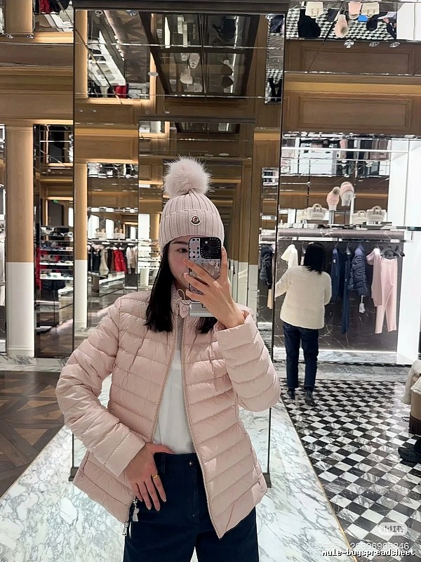 Pale Pink Hooded Puffer Jacket by Moncler
