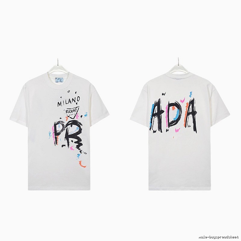 Prada Graffiti Street Style White Short-sleeved T-shirt