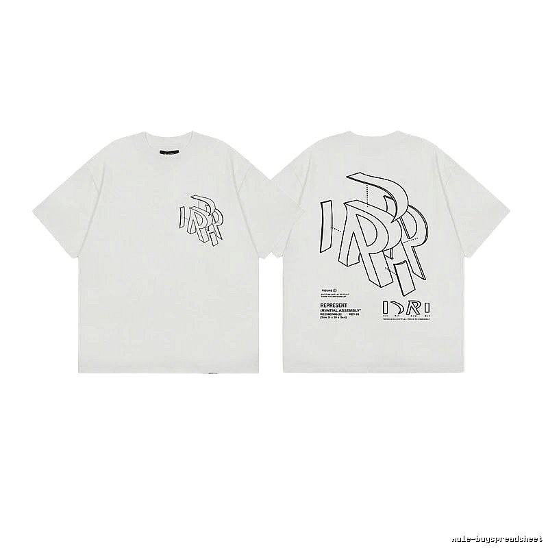 Represent Geometric Print Street-style Off-white T-shirt