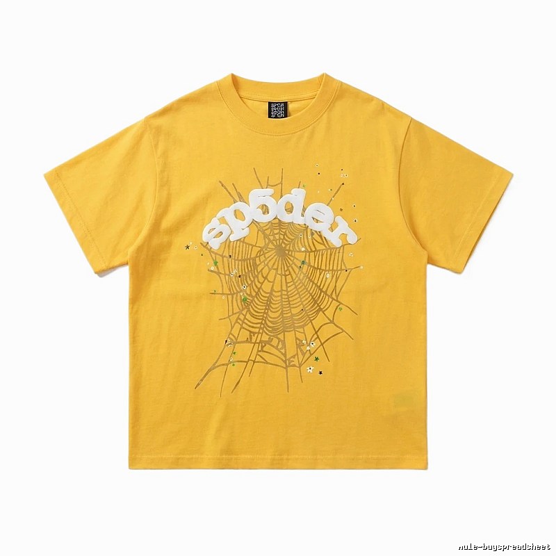 Sp5der Spider Web Trendy Cool Yellow T-shirt