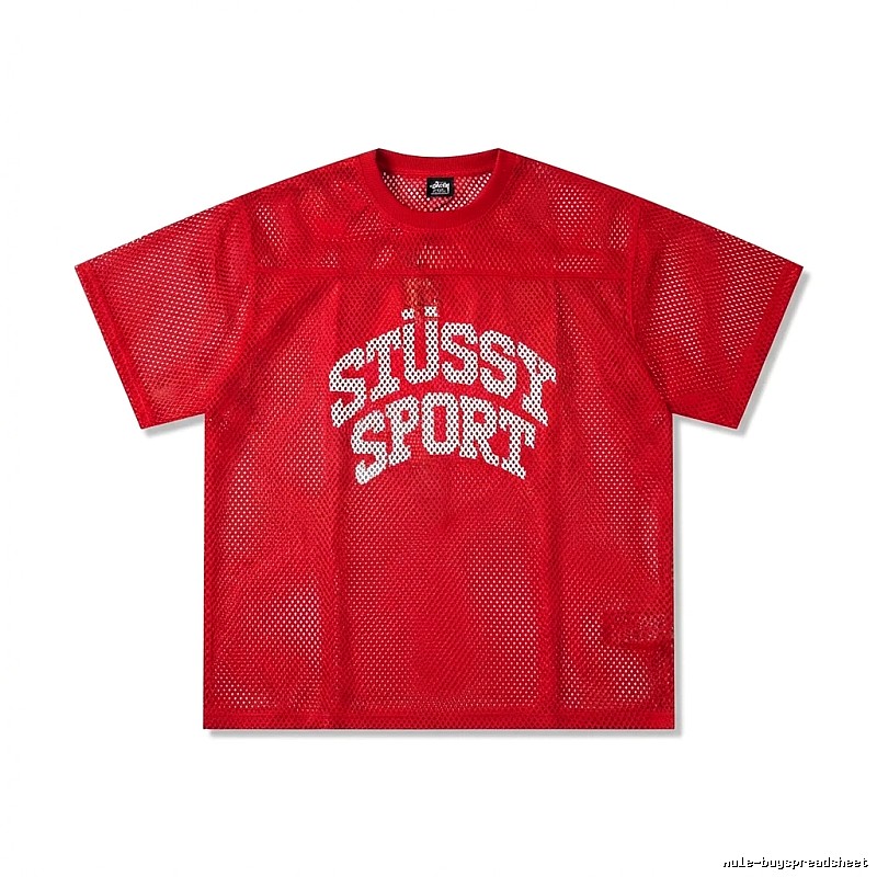 Stussy Sport series red trendy short-sleeved shirt.