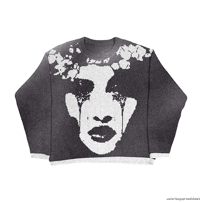 Summer Anime graphic sweater Black Knit Top with Clean Finish