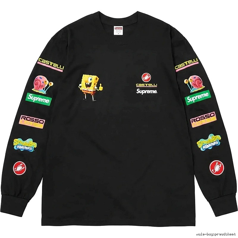Supreme SpongeBob SquarePants Co-branded Black Long-sleeve Shirt