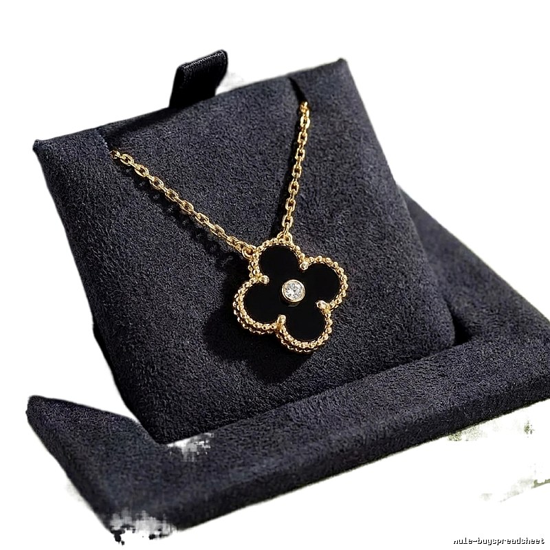 Van Cleef & Arpels Alhambra Black Flower Necklace